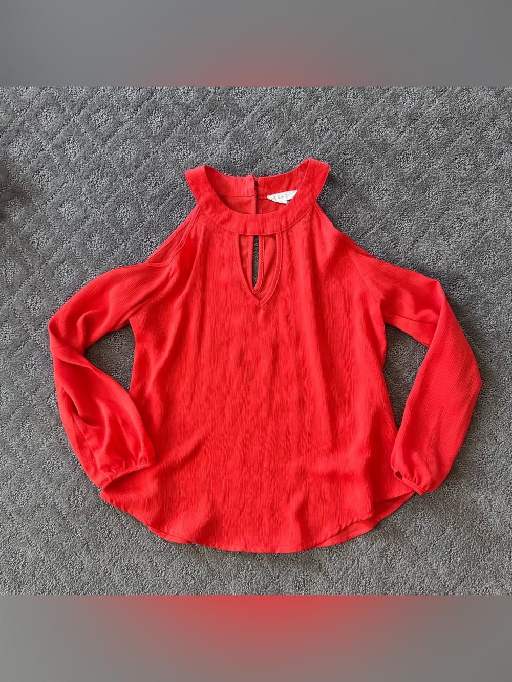 Women’s E M  Cold-Shoulder Keyhole Blouse Shirt Top Size S